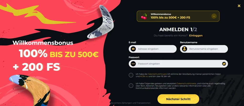 boomerang casino registrierung